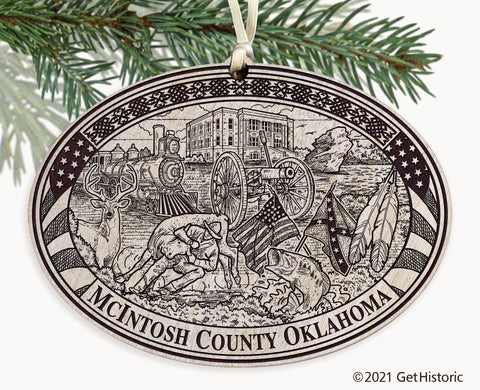 McIntosh County Oklahoma Engraved Ornament