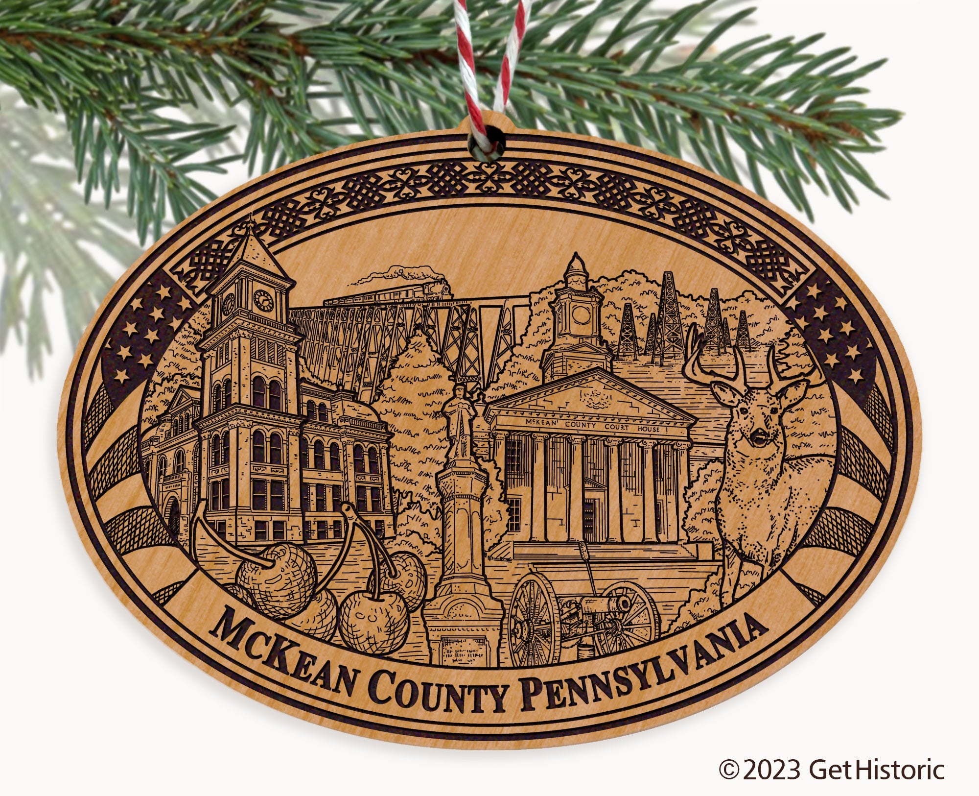 McKean County Pennsylvania Engraved Natural Ornament