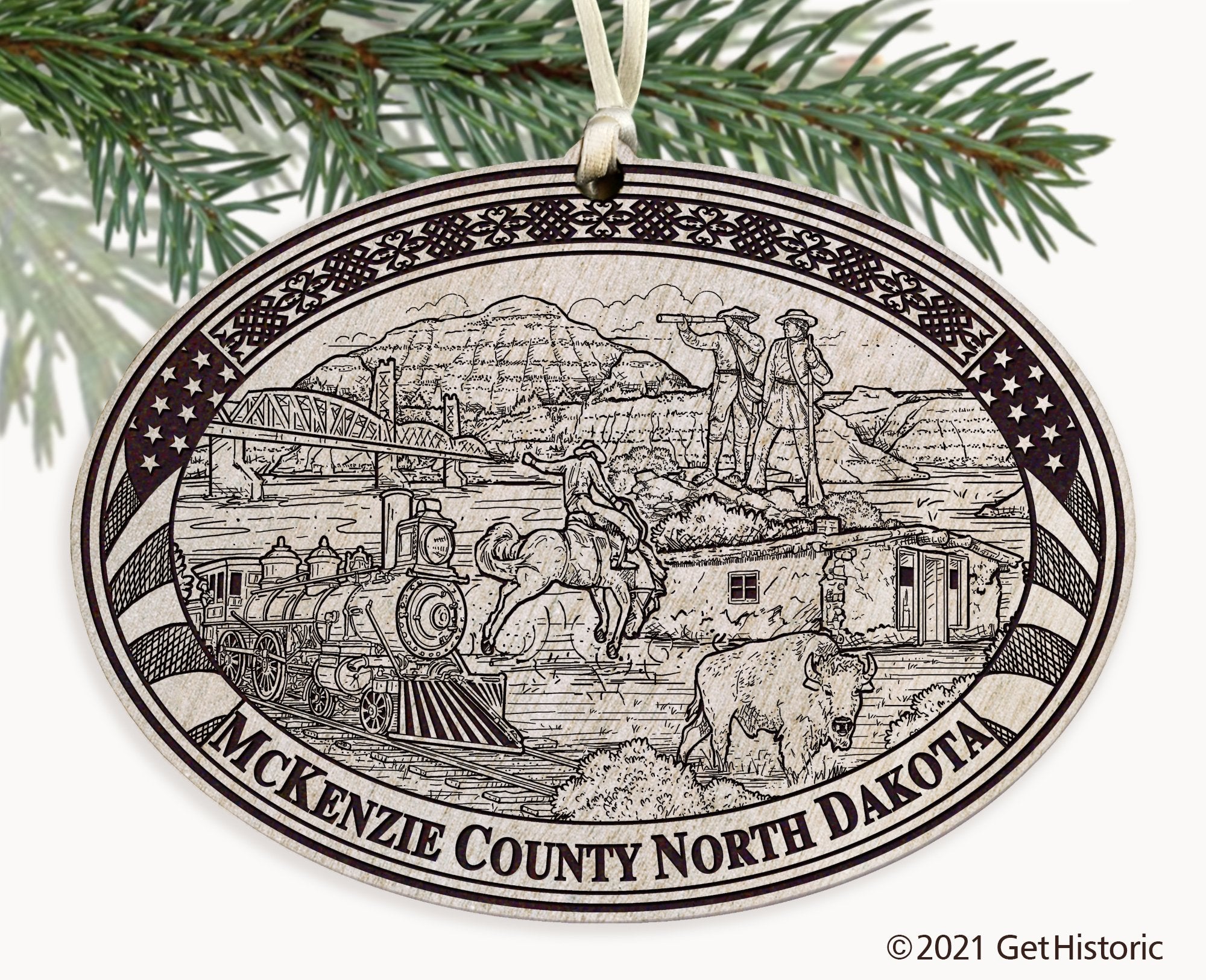McKenzie County North Dakota Engraved Ornament