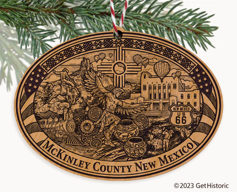 McKinley County New Mexico Engraved Natural Ornament