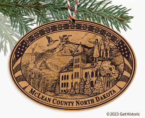 McLean County North Dakota Engraved Natural Ornament