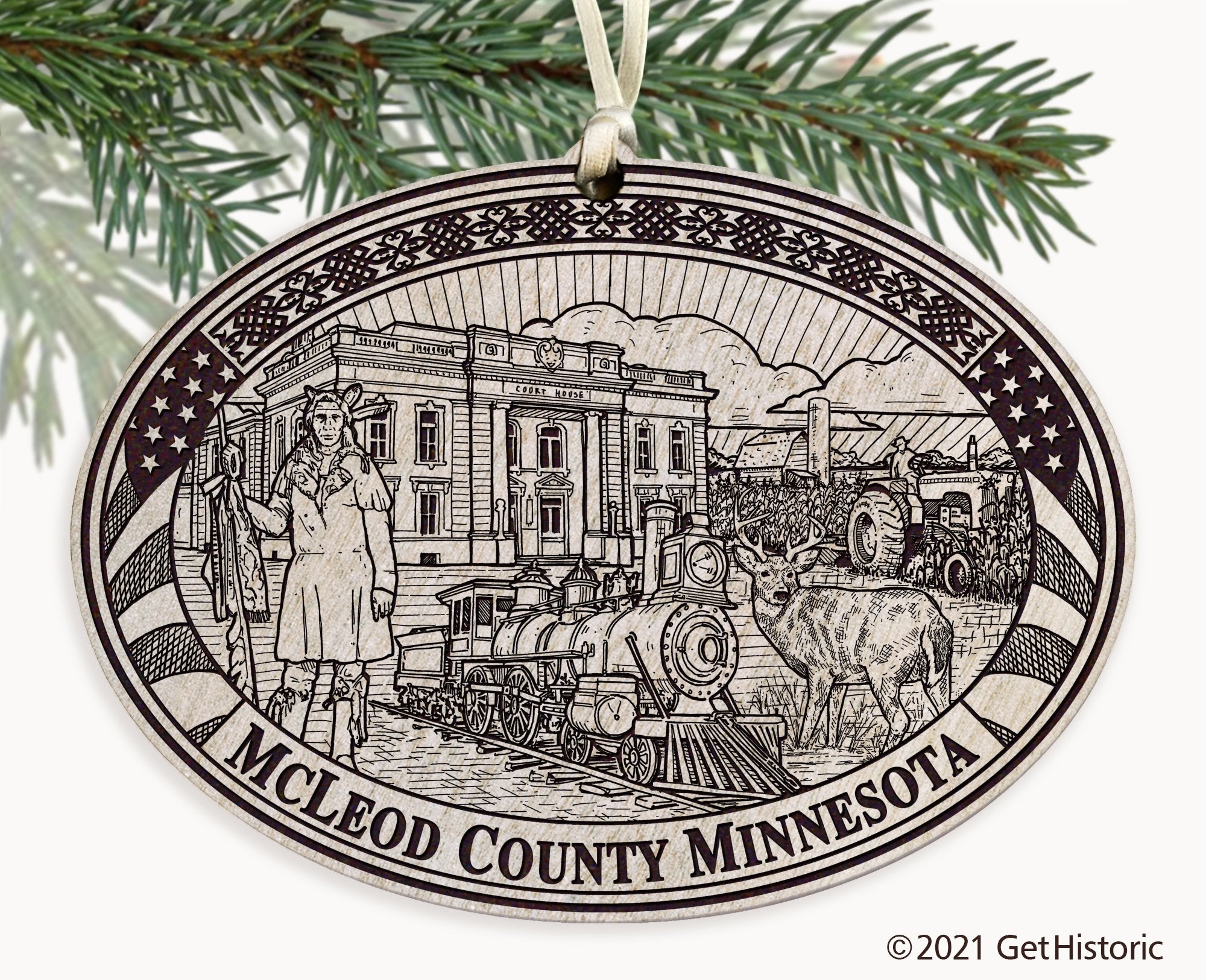 McLeod County Minnesota Engraved Ornament