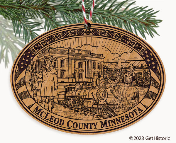 McLeod County Minnesota Engraved Natural Ornament