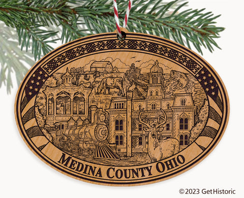 Medina County Ohio Engraved Natural Ornament