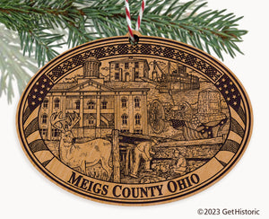 Meigs County Ohio Engraved Natural Ornament