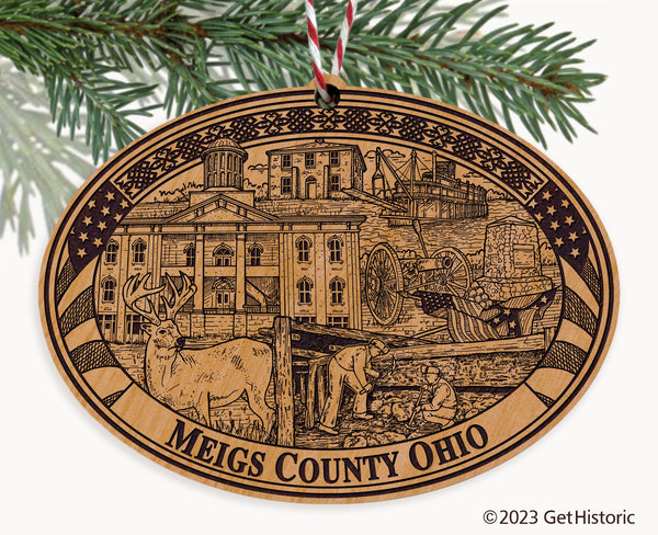 Meigs County Ohio Engraved Natural Ornament