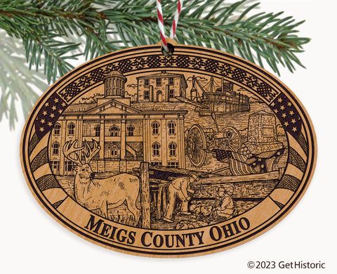 Meigs County Ohio Engraved Natural Ornament