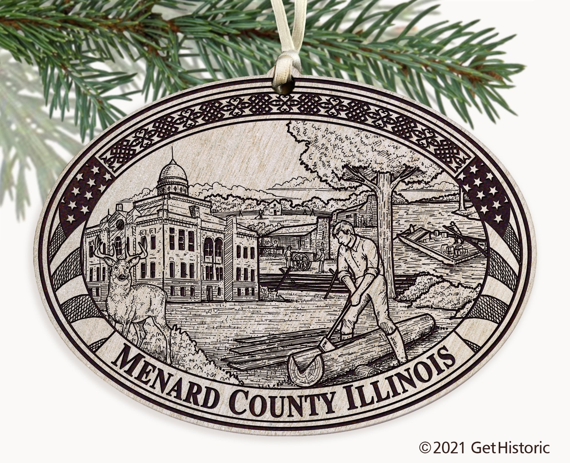 Menard County Illinois Engraved Ornament