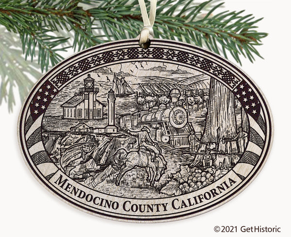 Mendocino County California Engraved Ornament