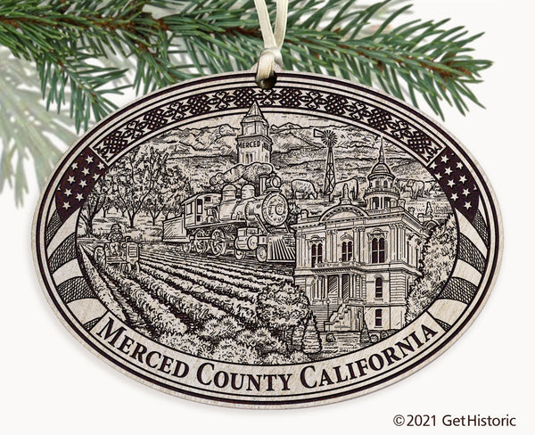 Merced County California Engraved Ornament