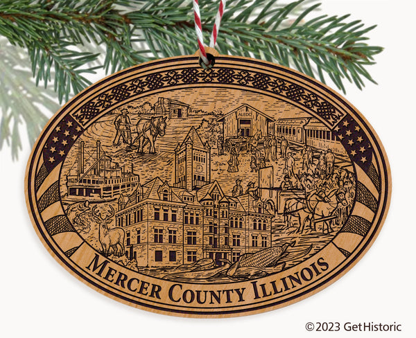 Mercer County Illinois Engraved Natural Ornament