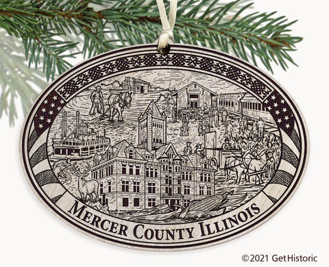 Mercer County Illinois Engraved Ornament