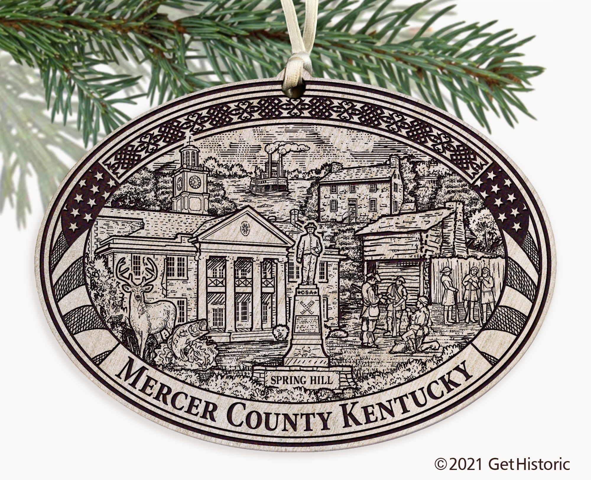 Mercer County Kentucky Engraved Ornament