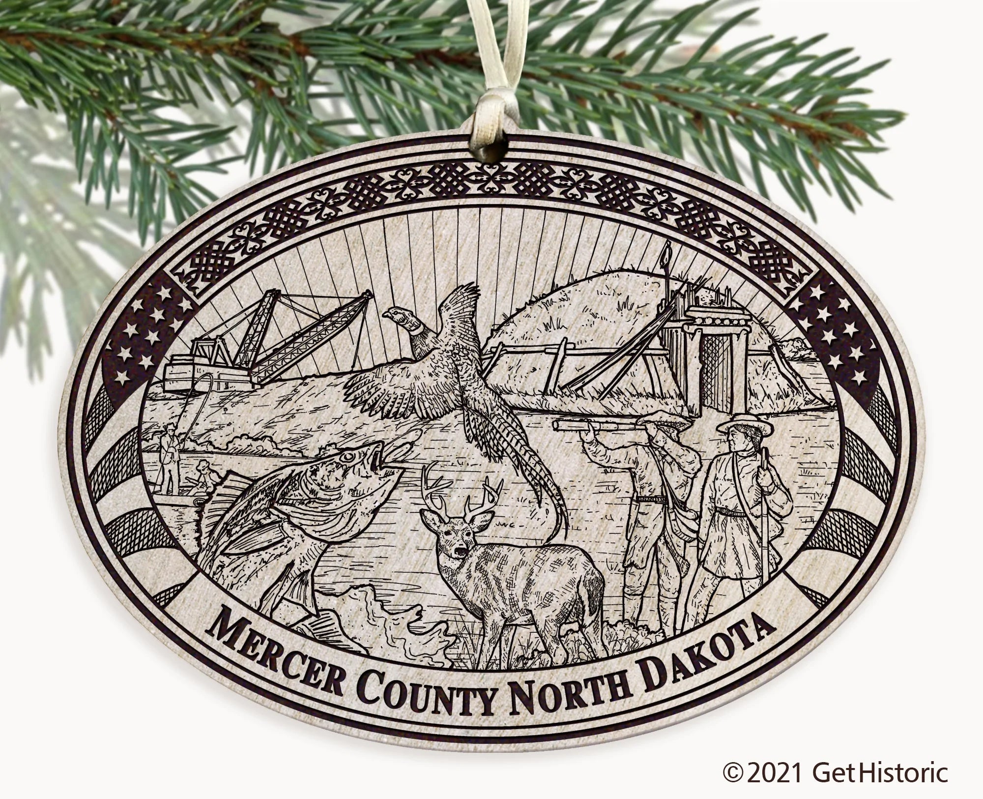 Mercer County North Dakota Engraved Ornament