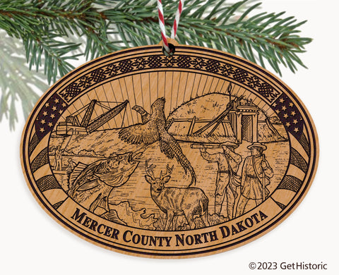 Mercer County North Dakota Engraved Natural Ornament