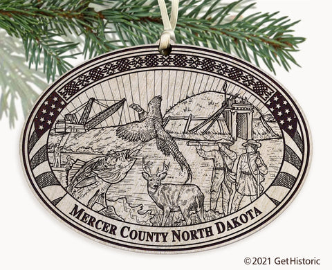 Mercer County North Dakota Engraved Ornament