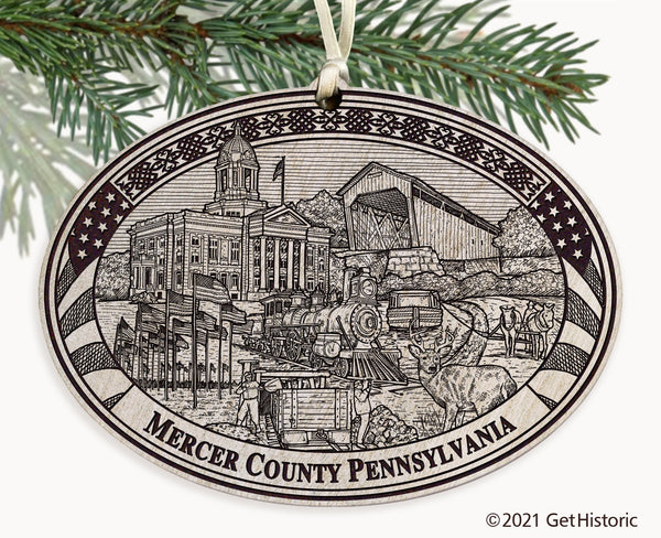 Mercer County Pennsylvania Engraved Ornament