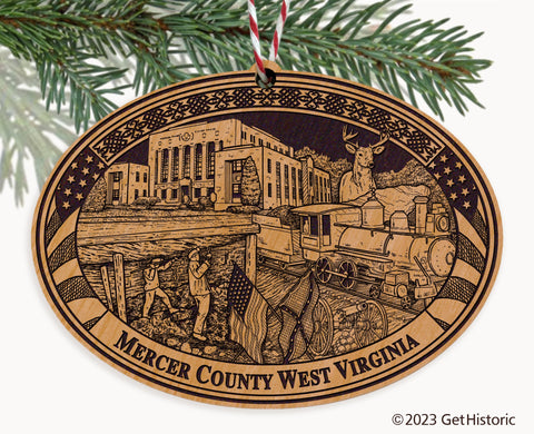 Mercer County West Virginia Engraved Natural Ornament