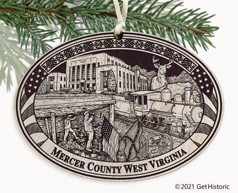 Mercer County West Virginia Engraved Ornament