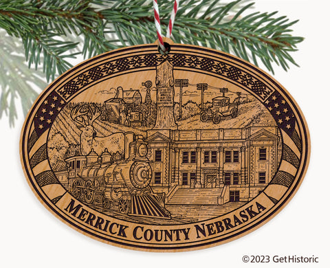 Merrick County Nebraska Engraved Natural Ornament