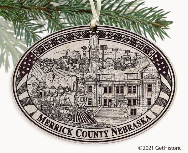 Merrick County Nebraska Engraved Ornament