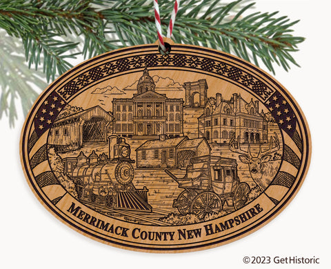 Merrimack County New Hampshire Engraved Natural Ornament