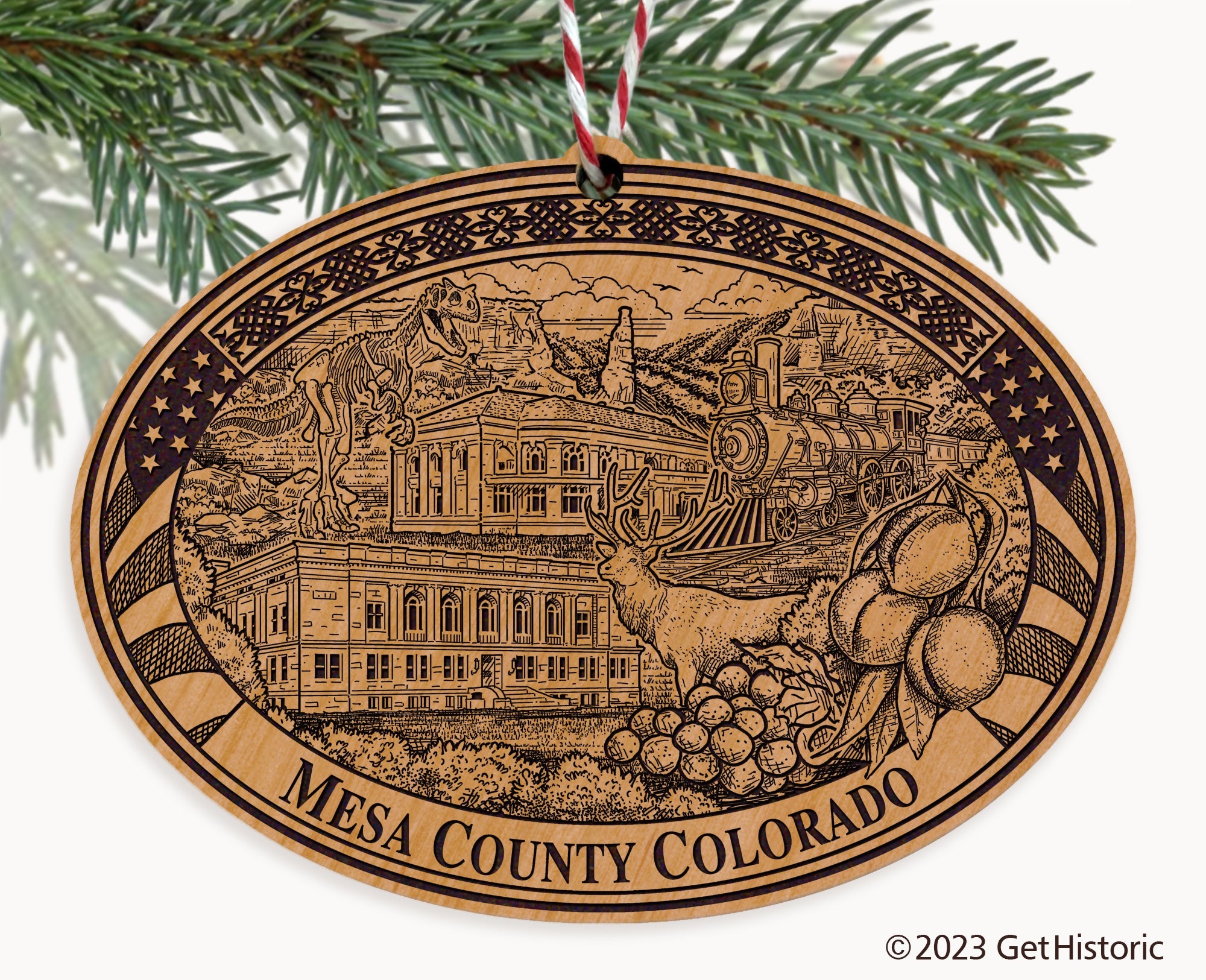 Mesa County Colorado Engraved Natural Ornament