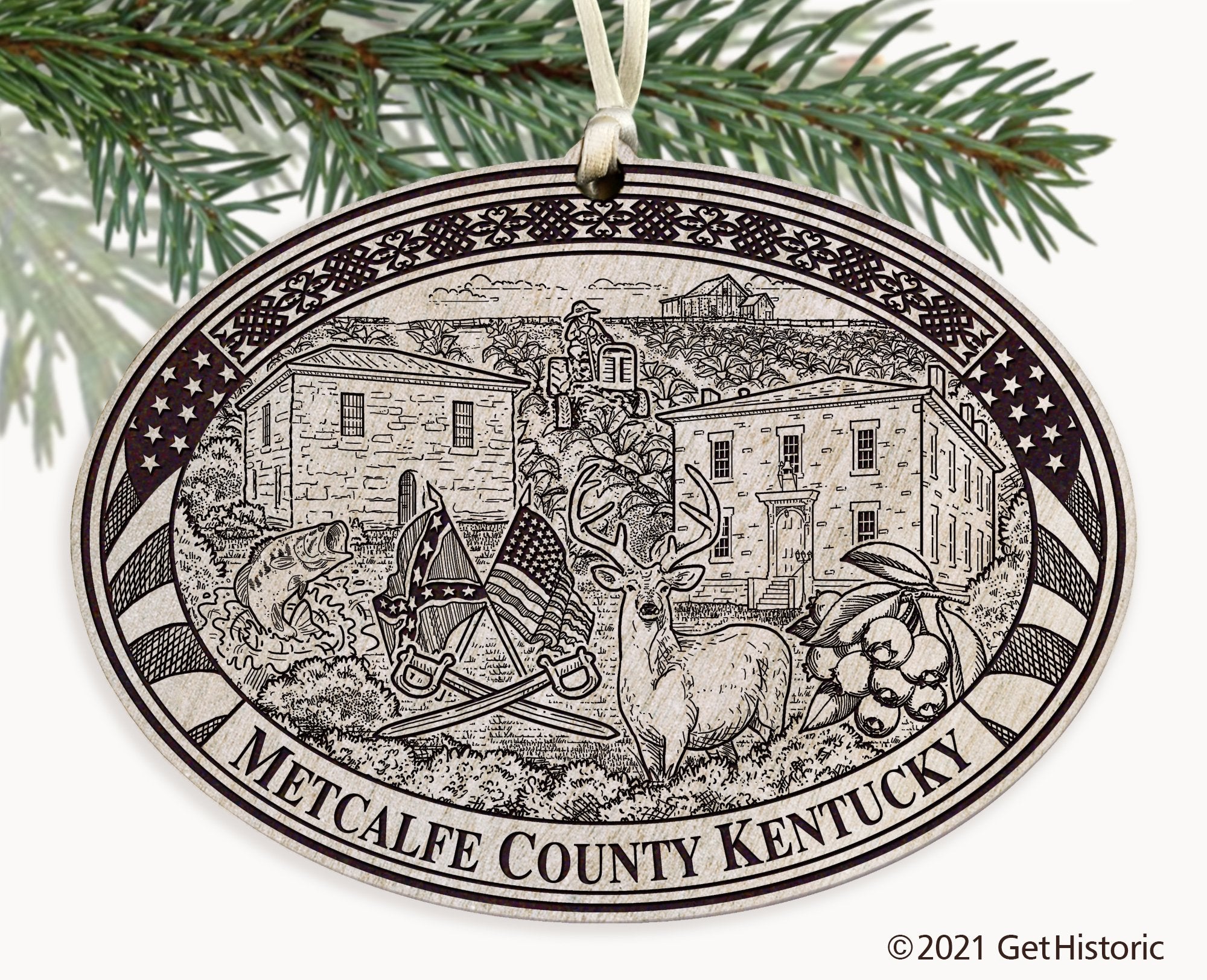 Metcalfe County Kentucky Engraved Ornament