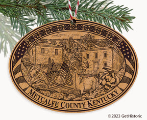 Metcalfe County Kentucky Engraved Natural Ornament