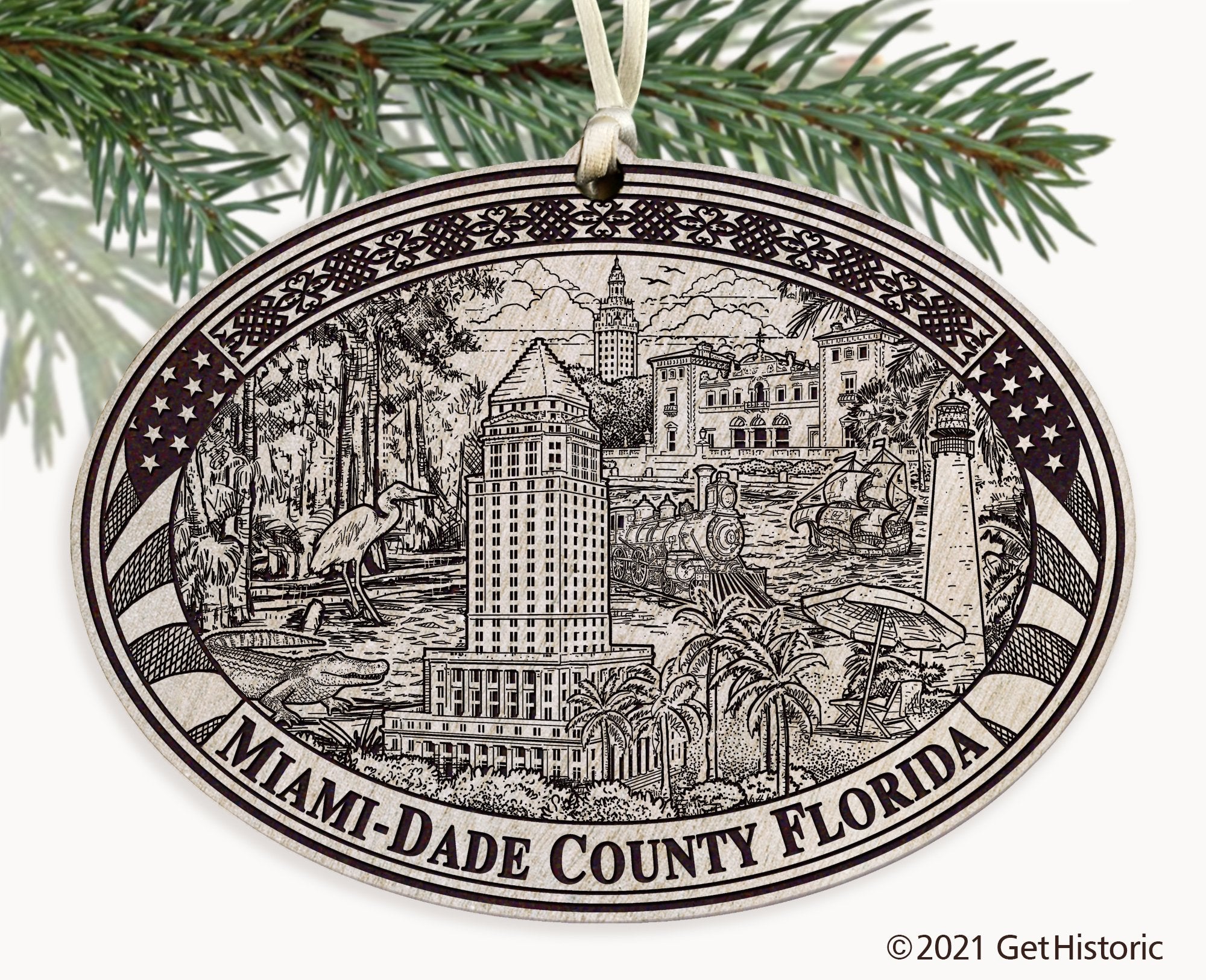 Miami-Dade County Florida Engraved Ornament