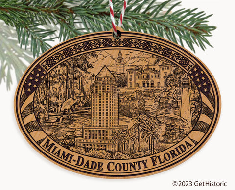 Miami-Dade County Florida Engraved Natural Ornament