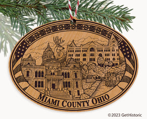 Miami County Ohio Engraved Natural Ornament