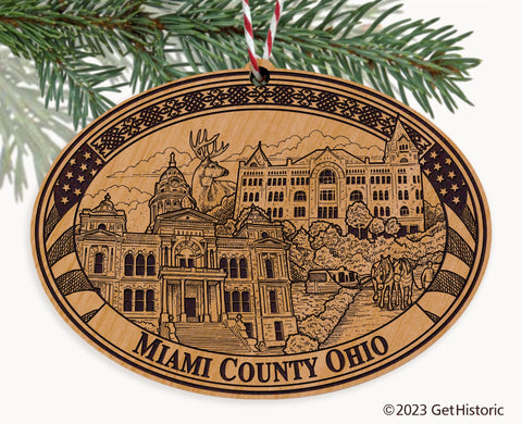 Miami County Ohio Engraved Natural Ornament