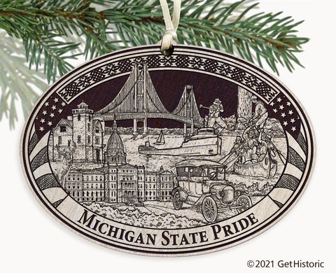 Michigan State Engraved Ornament