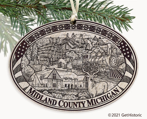 Midland County Michigan Engraved Ornament