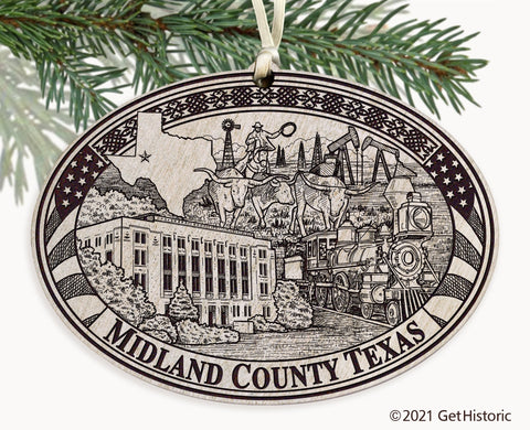 Midland County Texas Engraved Ornament