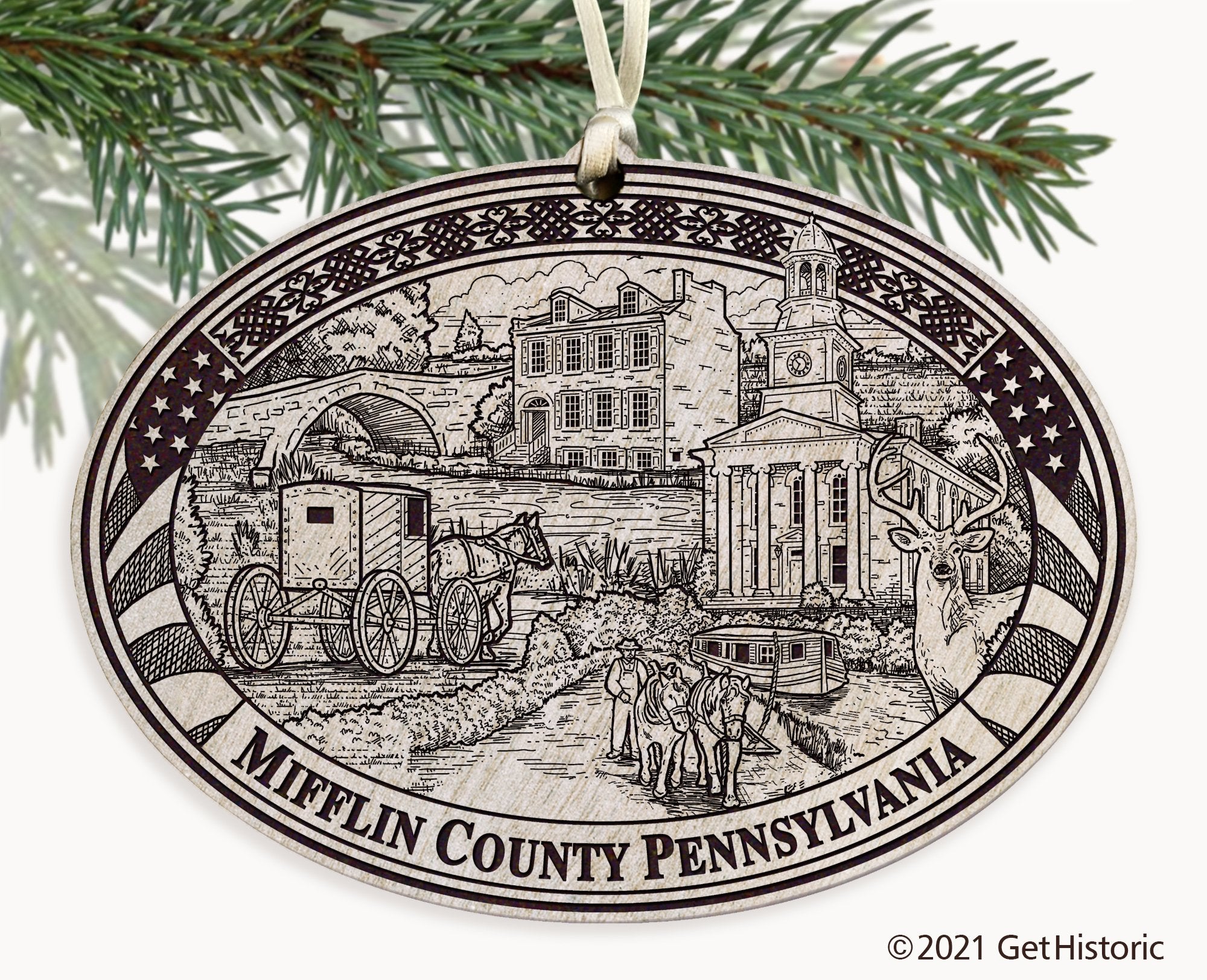 Mifflin County Pennsylvania Engraved Ornament