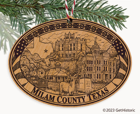 Milam County Texas Engraved Natural Ornament