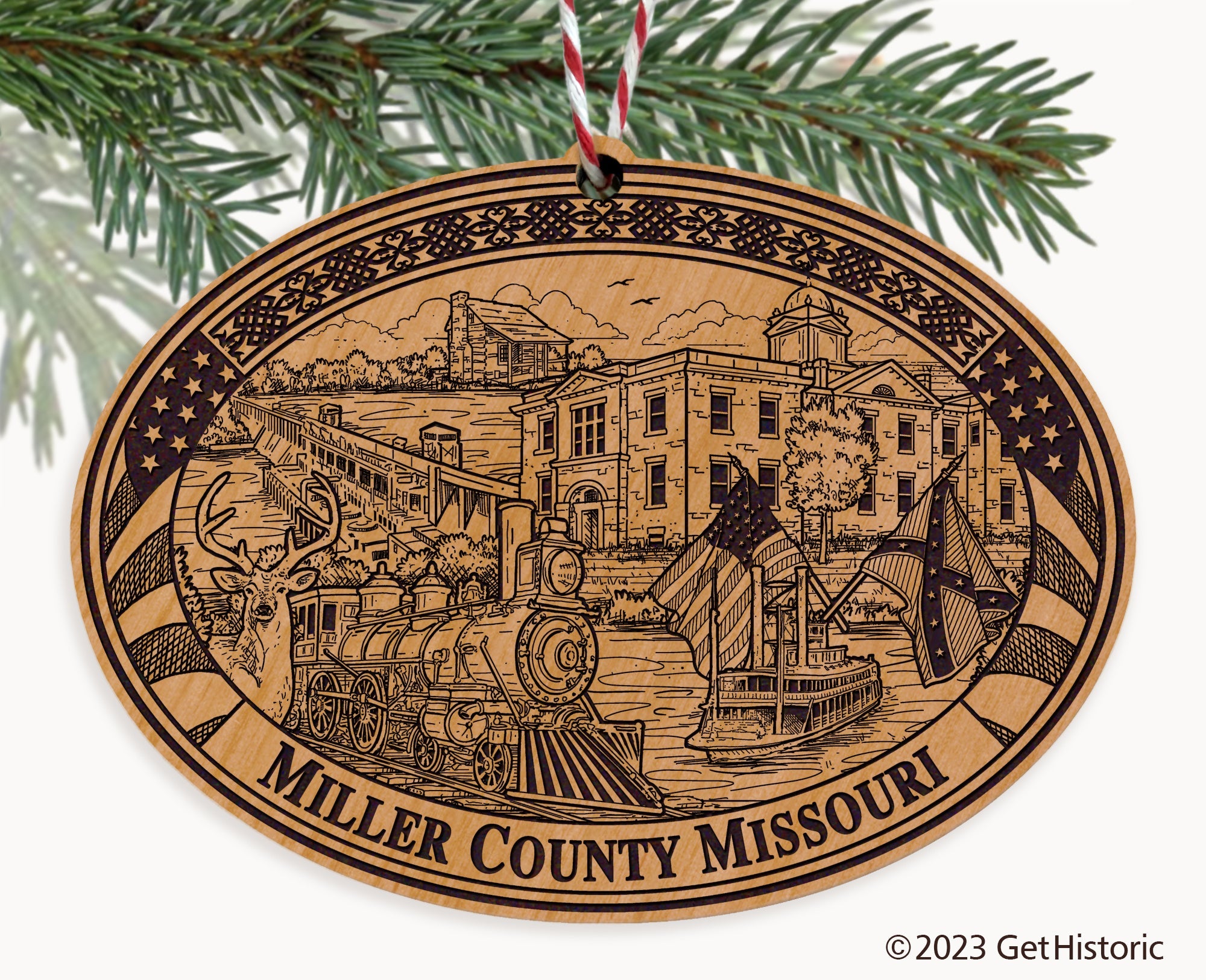 Miller County Missouri Engraved Natural Ornament