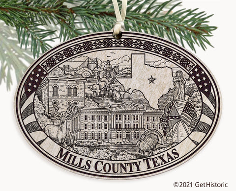 Mills County Texas Engraved Ornament