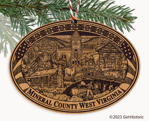 Mineral County West Virginia Engraved Natural Ornament