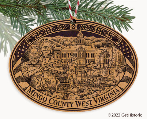 Mingo County West Virginia Engraved Natural Ornament