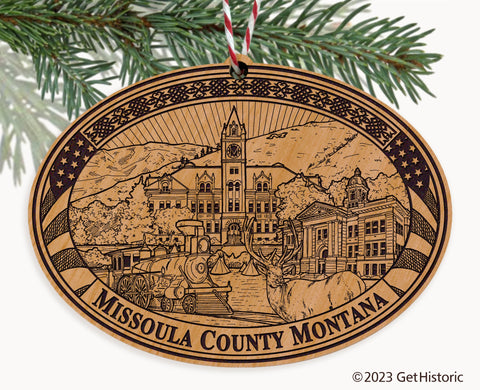 Missoula County Montana Engraved Natural Ornament