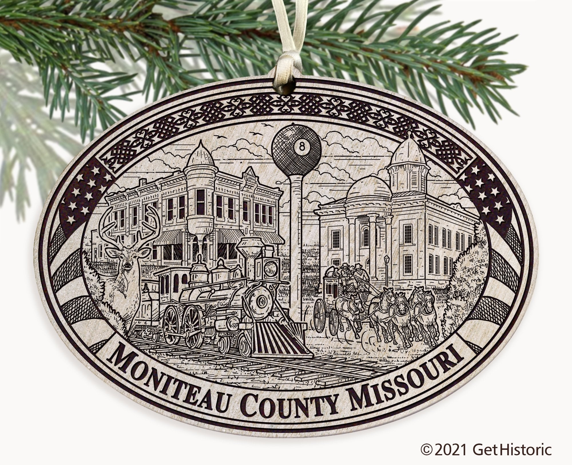 Moniteau County Missouri Engraved Ornament