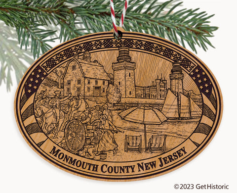 Monmouth County New Jersey Engraved Natural Ornament