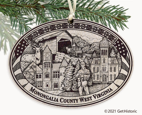 Monongalia County West Virginia Engraved Ornament