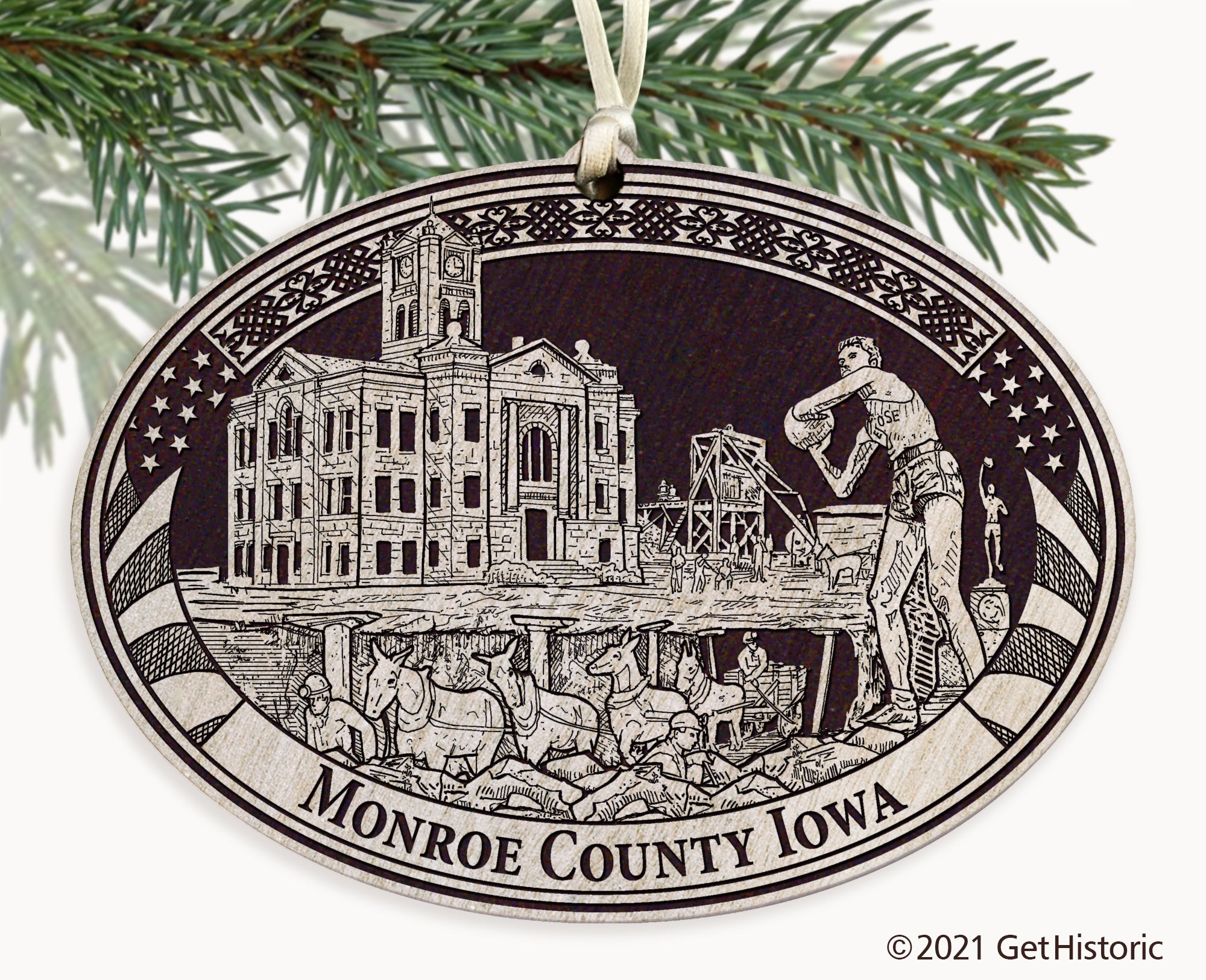 Monroe County Iowa Engraved Ornament