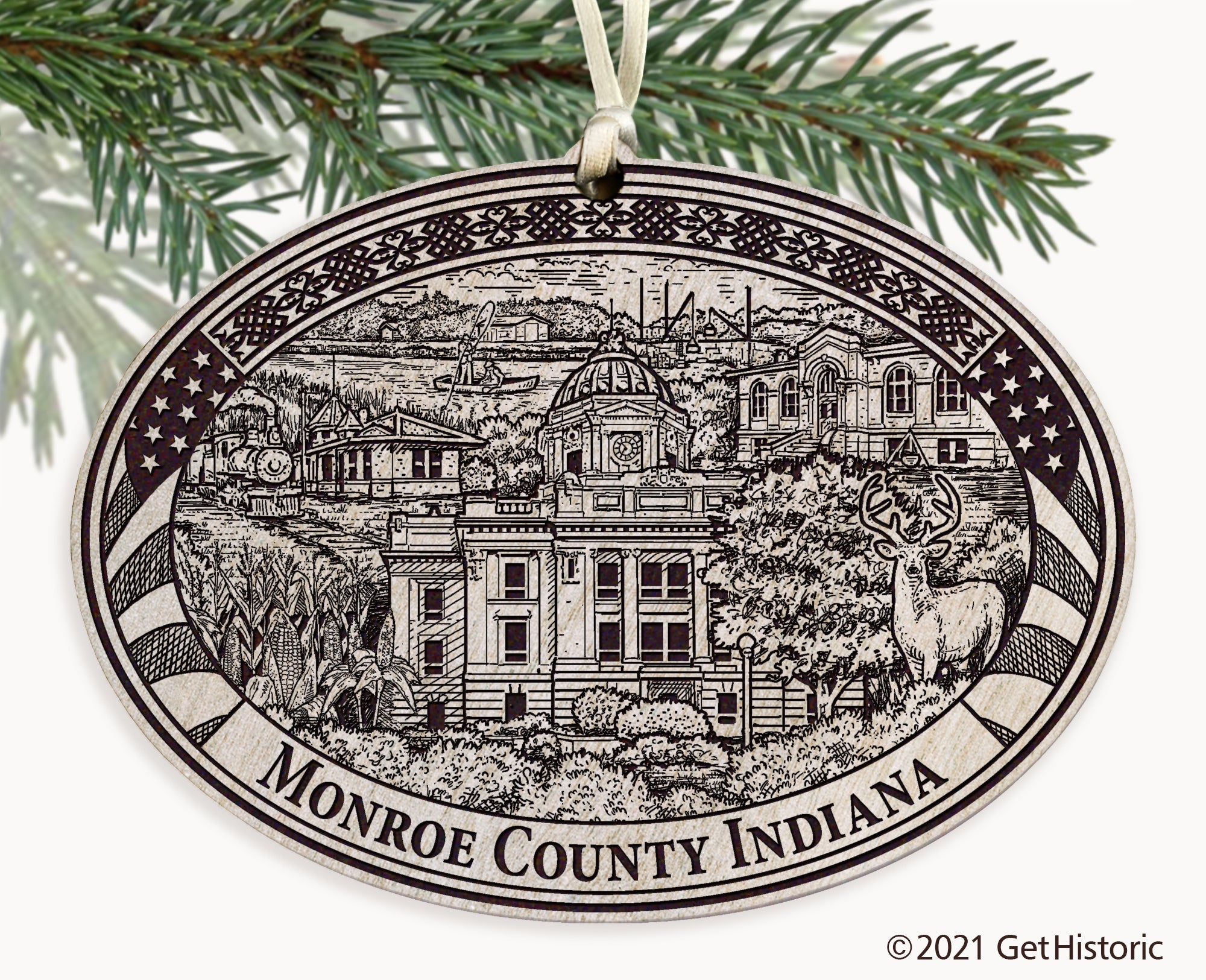 Monroe County Indiana Engraved Ornament