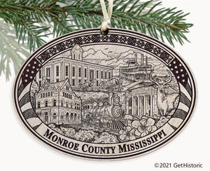 Monroe County Mississippi Engraved Ornament