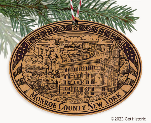 Monroe County New York Engraved Natural Ornament